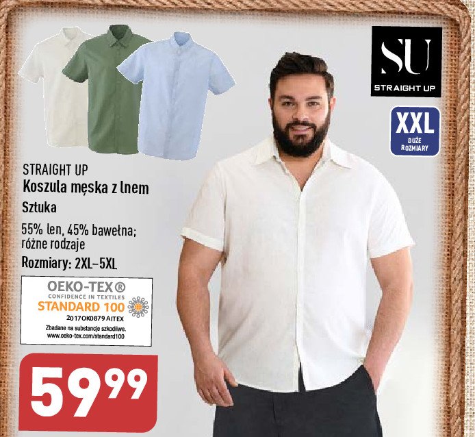 Koszula męska 2xl-5xl Straight up promocja