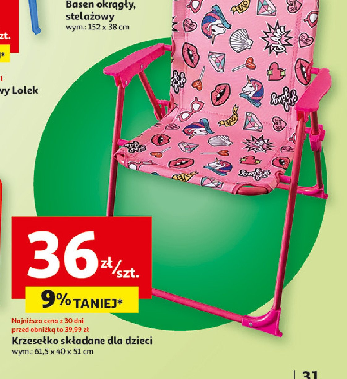 Krzesełka składane dla dzieci promocja w Auchan