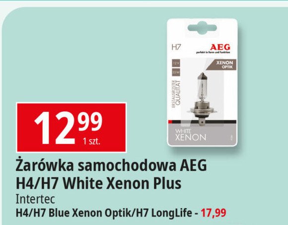 Żarówka h7 white xenon plus Aeg promocja