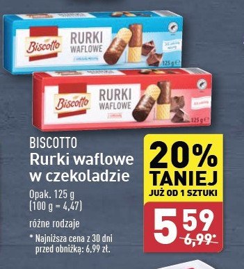 Rurki waflowe w czekoladzie Biscotto promocja