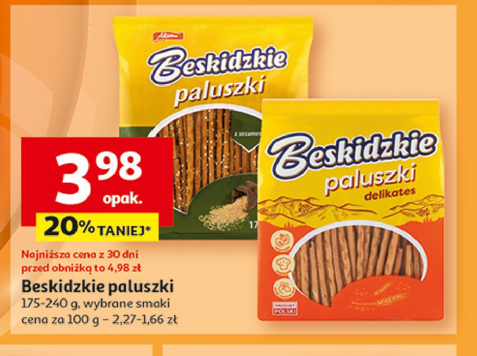 Paluszki delikatesowe Aksam beskidzkie promocja w Auchan