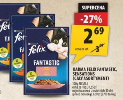 Karma Felix Fantastic, Sensations (cały asortyment) 100g Nestle promocja w Arhelan