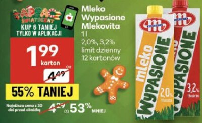 Mleko Wypasione Mlekovita 2,0%, 3,2% promocja w Delikatesy Centrum