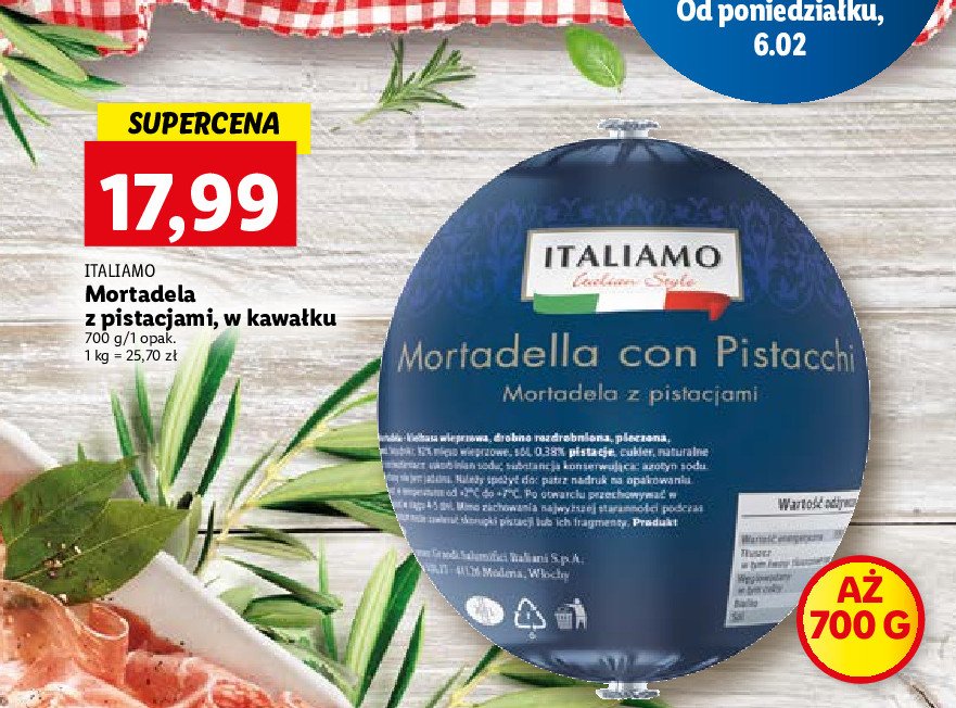 Mortadela z pistacjami Italiamo promocja
