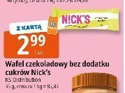 Wafel czekoladowy bez dodatku cukrów Nick's KS Distribution promocja w Leclerc