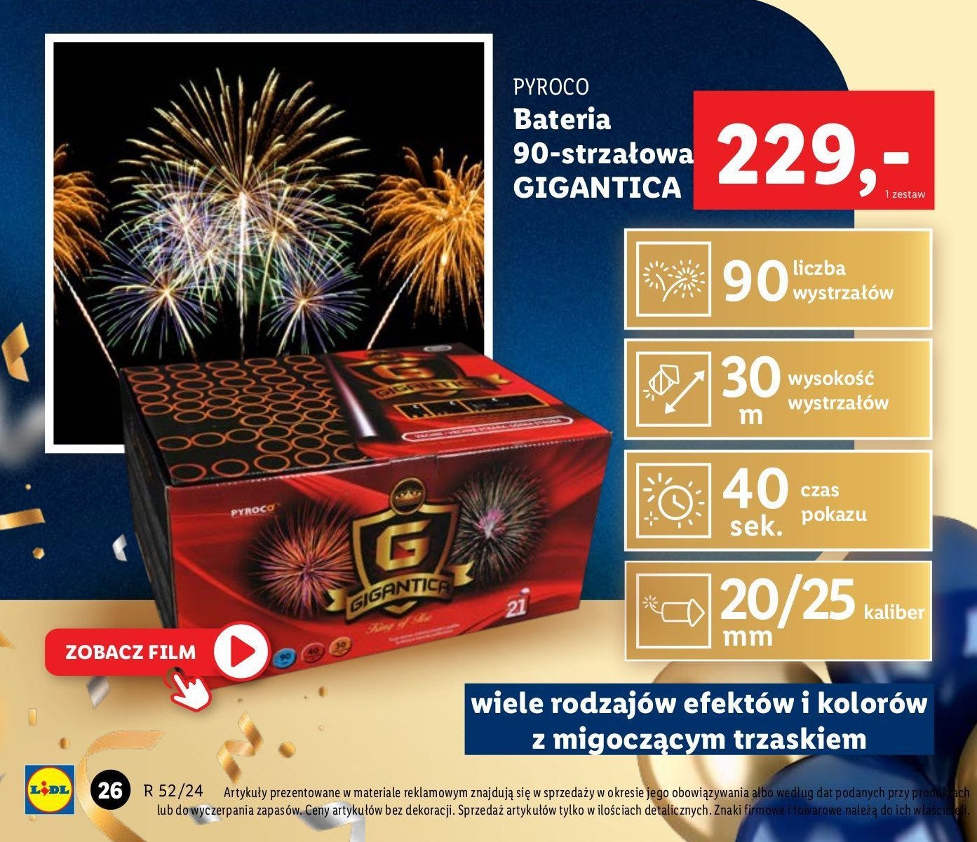 Bateria 90 strzałów gigantica Pyroco promocja