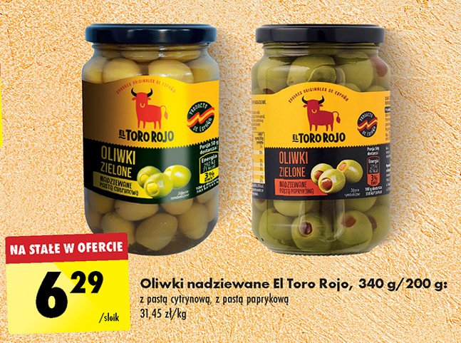 Oliwki zielone nadziewane pastą paprykową El toro rojo promocja