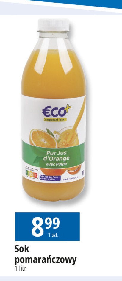 Sok pomarańczowy Eco+ promocja w Leclerc