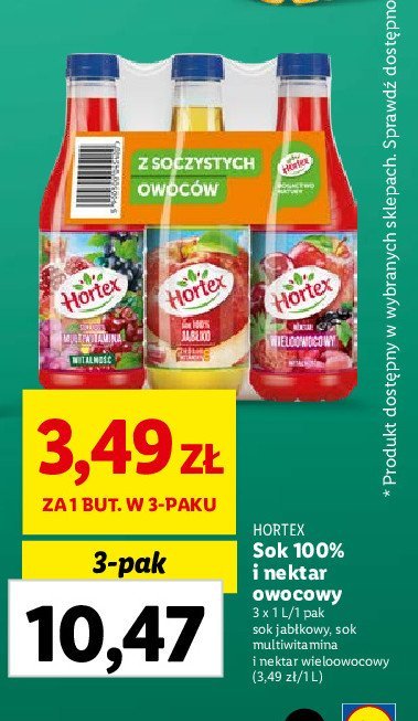 Zestaw: sok jabłko + nektar multiwitamina + nektar wieloowocowy Hortex promocja