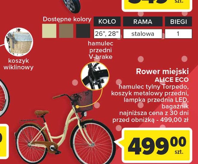 Rower 28 ctb 1b alice eco koszyk metalowy GREEN BIKE promocja