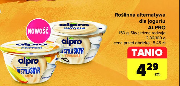 Jogurt wanilia ALPRO SKYR STYLE promocja w Carrefour Market