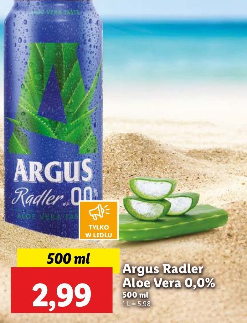 Piwo aloe vera Argus radler 0% promocja