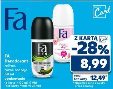 Dezodorant Fa men sport energy boost promocja