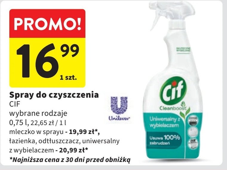 Spray odtłuszczacz Cif cleanboost promocja