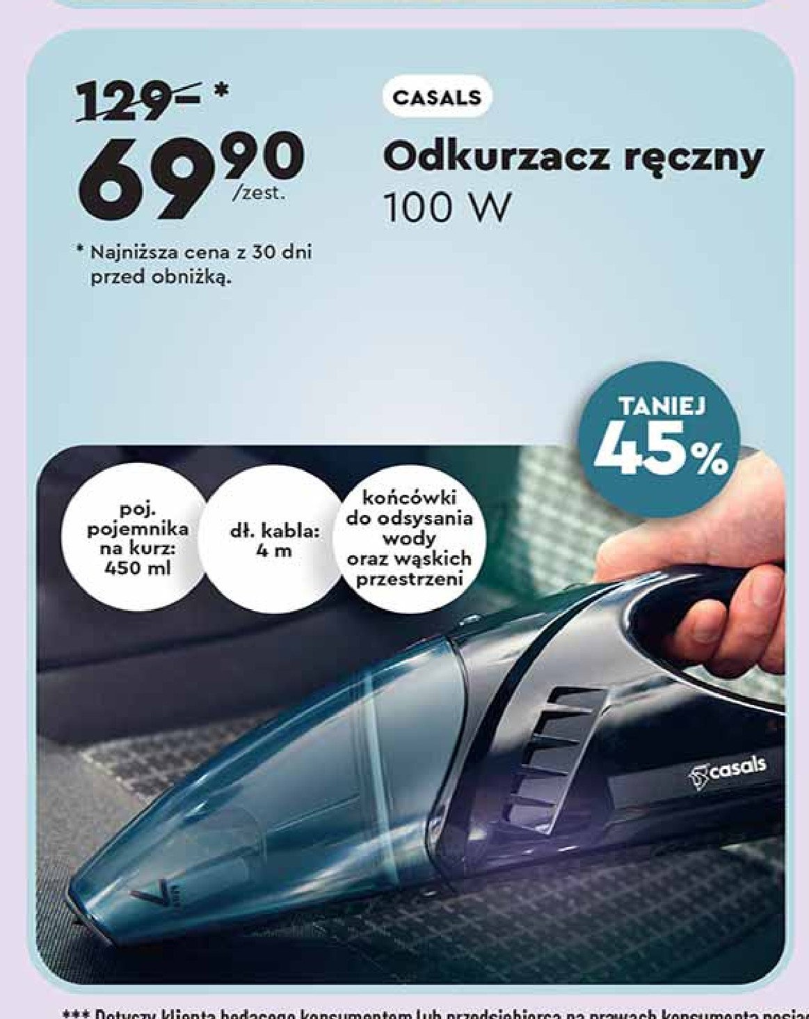 Odkurzacz 100w Casals promocja