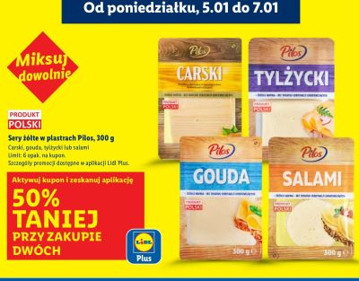 Ser żółty w plastrach 300 g  tylżycki promocja w Lidl