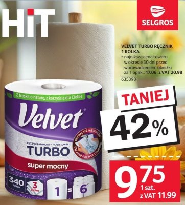 Ręcznik papierowy Velvet Turbo super mocny promocja w Selgros