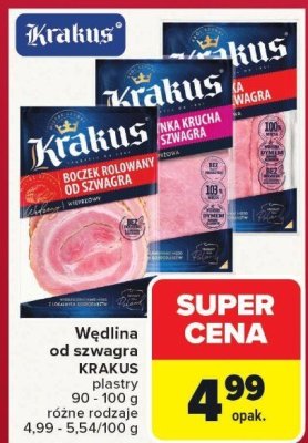 Wędlina od szwagra Krakus plastry różne rodzaje promocja w Carrefour