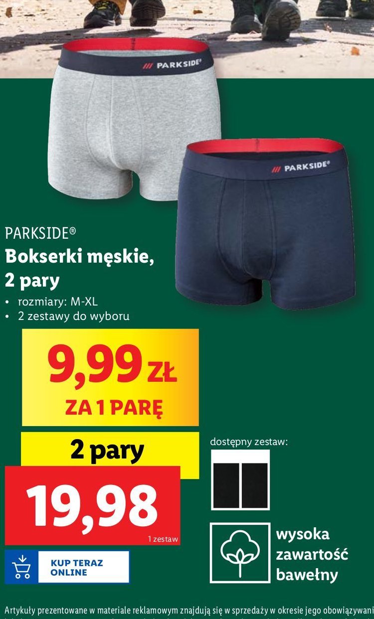 Bokserki męskie rozm. m-xl Parkside promocja