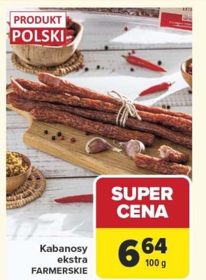 Kabanosy ekstra FARMERSKIE promocja w Carrefour Market
