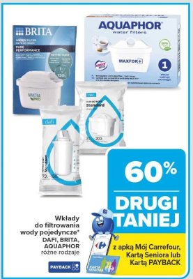 Wkłady do filtrowania wody pojedyncze DAFI, BRITA, AQUAPHOR różne rodzaje promocja w Carrefour