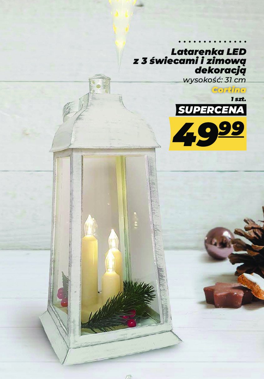 Latarenka led z 3 świecami 31 cm Cortina promocja