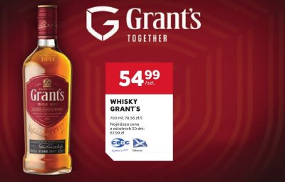 Whisky Grant's 0,7 l promocja w Stokrotka