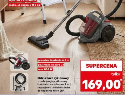Odkurzacz cyklonowy z technologią cyklonową, końcówka szczelna 2 w 1, szczotka i minikońcówka do tapicerki, filtry EPA promocja w Kaufland