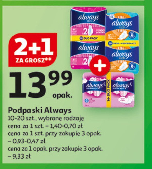 Podpaski ultra night Always sensitive promocja w Auchan