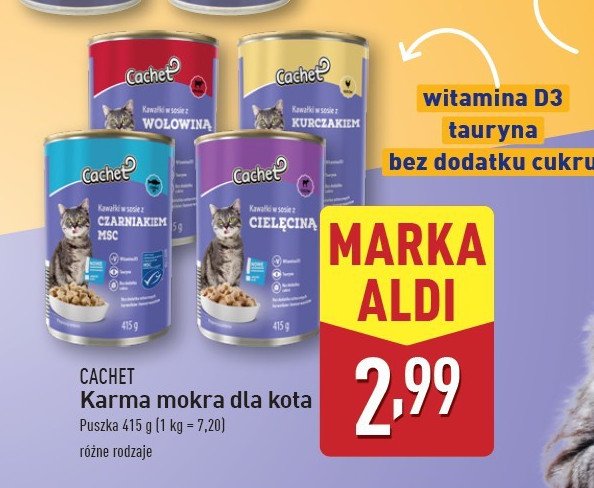 Karma dla kota z czarniakiem Cachet promocja w Aldi