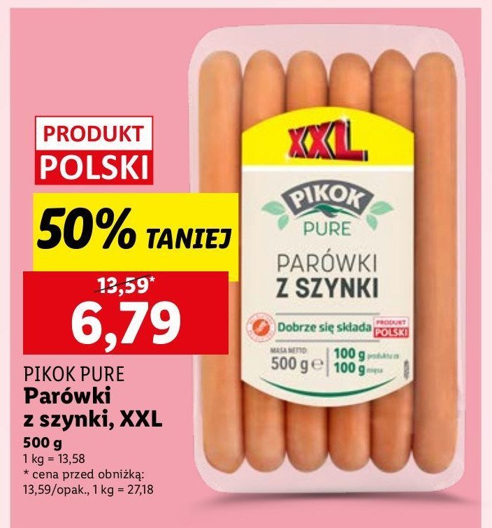 Parówki z szynki ekstra Pikok pure promocja w Chata Polska
