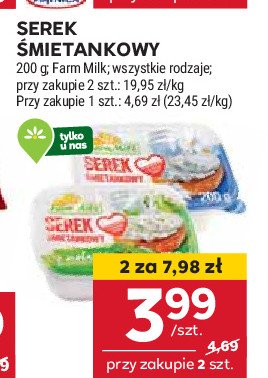 Serek śmietankowy Farm milk promocja w Stokrotka