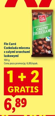 Czekolada mleczna z całymi orzechami laskowymi 1+2 GRATIS promocja w Lidl