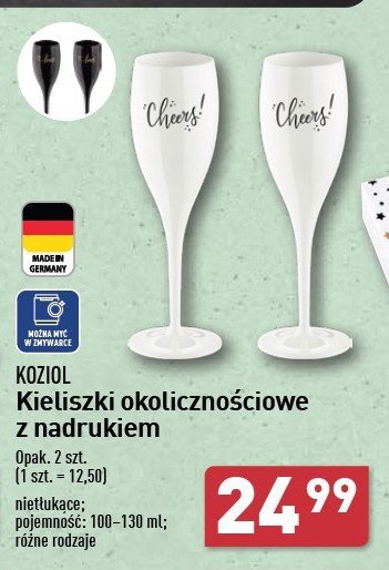 Kieliszki z napisami Koziol promocja w Aldi