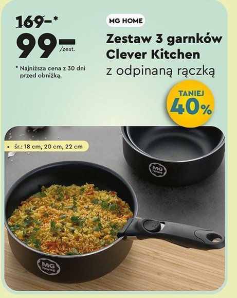 Zestaw patelnii clever kitchen Mg home promocja w Biedronka