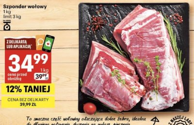 Szponder wołowy 1 kg promocja w Delikatesy Centrum