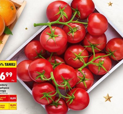 Pomidory na gałązce na wagę promocja w Biedronka