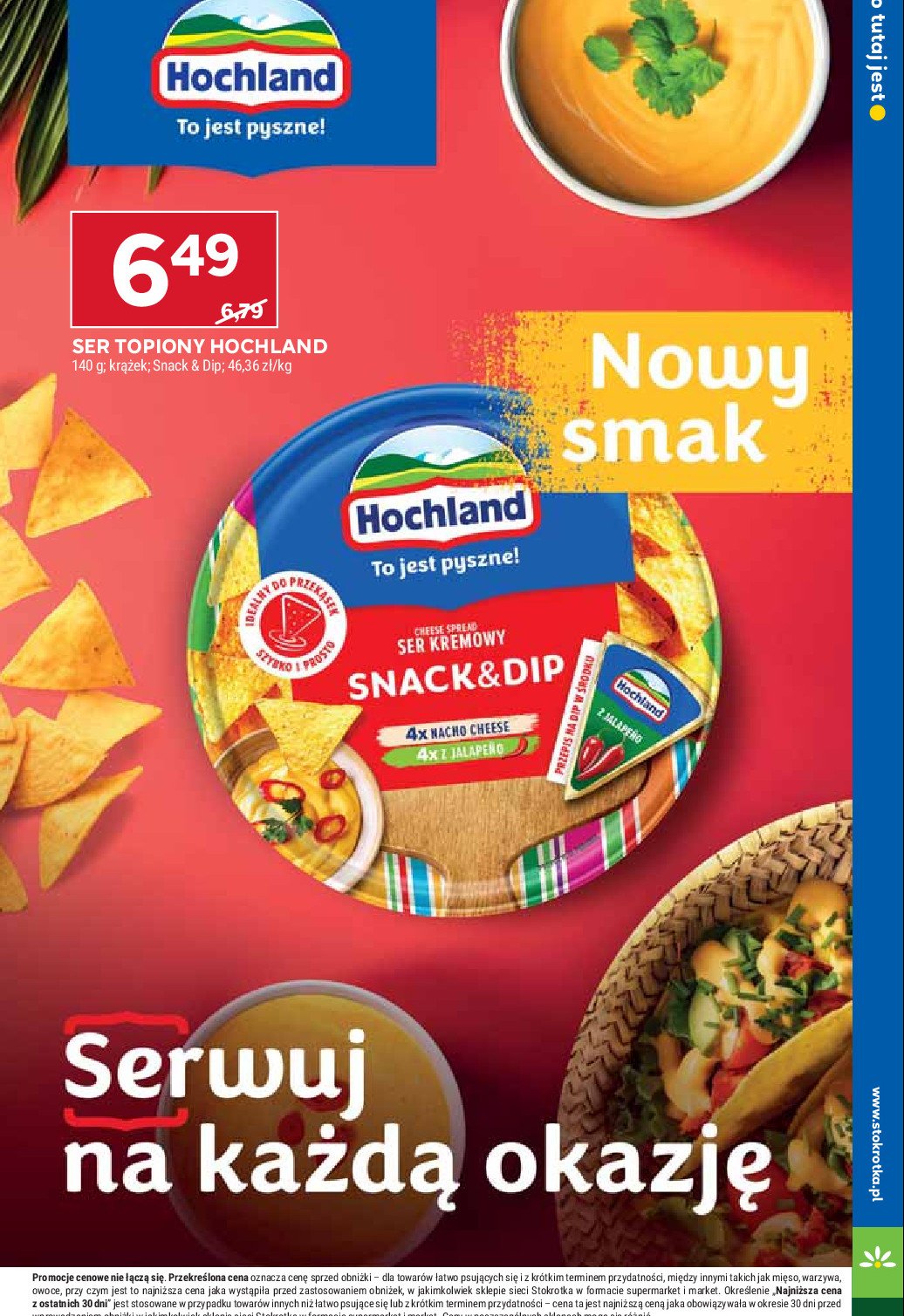 Ser snack&dip Hochland promocja w Stokrotka