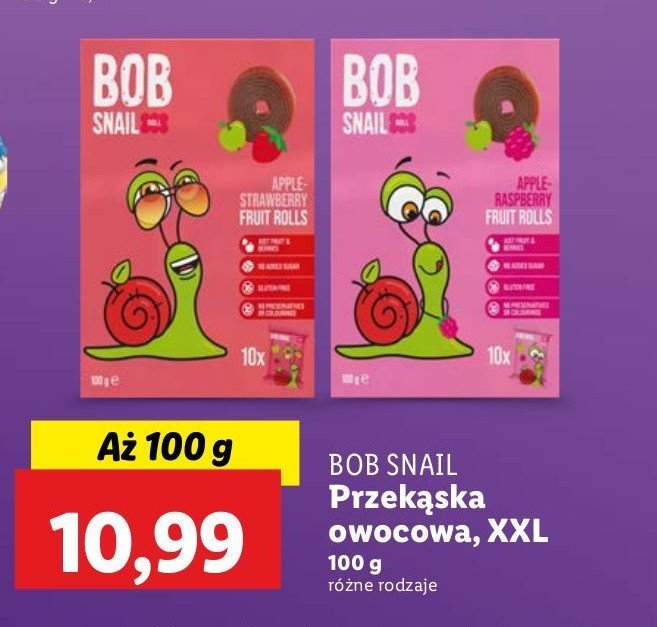 Przekąska jabłkowo- truskawkowa Bob snail promocja
