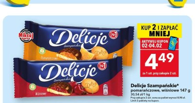 Ciastka Delicje Szampańskie wiśniowe 147 g promocja w LEWIATAN