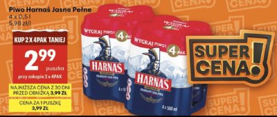 Piwo Harnaś Jasne Pełne 4x0,5l puszka promocja w Delikatesy Centrum