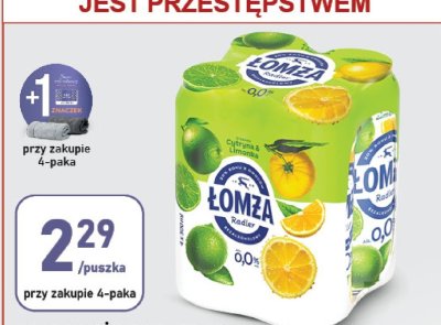 Piwo Łomża Radler 0% cytryna limonka, jabłko mięta promocja w Stokrotka