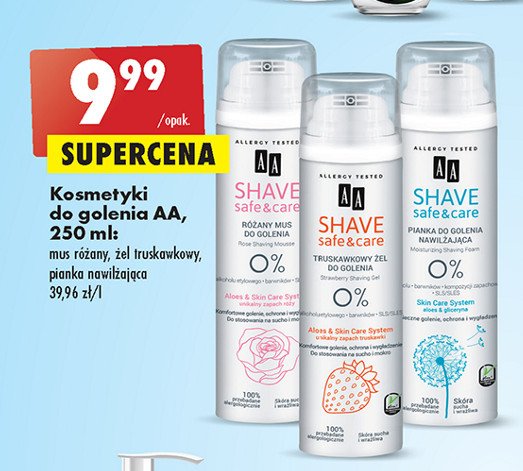 Żel do golenia truskawkowy Aa shave safe & care promocja