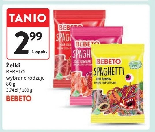 Żelki spaghetti strawberry Bebeto promocja