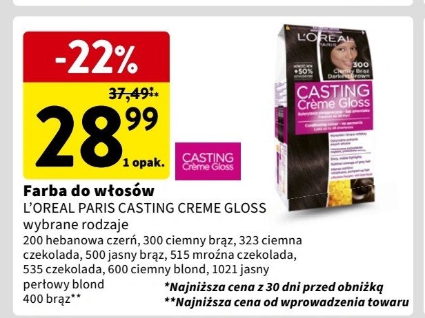 Farba do włosów 535 czekolada L'oreal casting creme gloss promocja