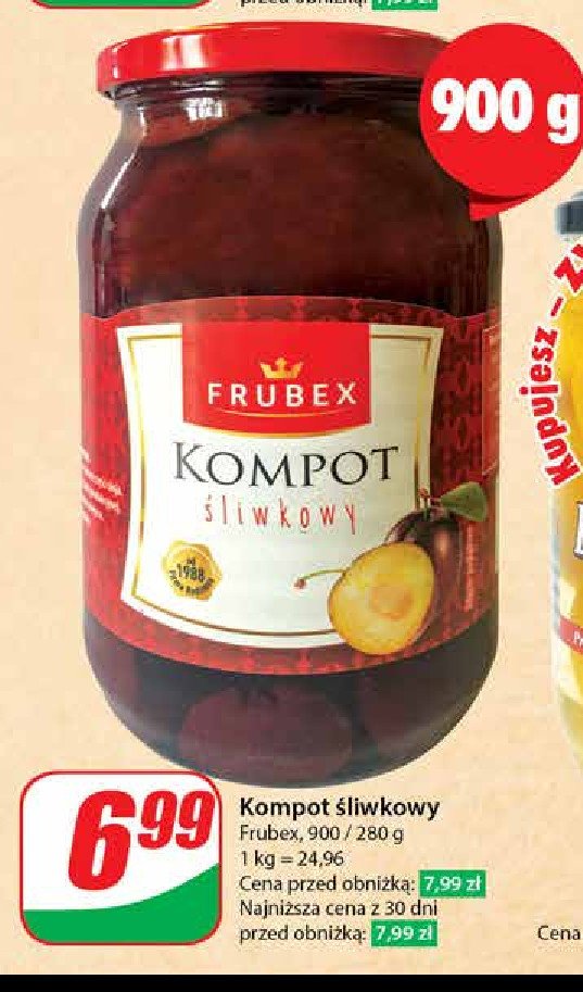 Kompot śliwkowy Frubex promocja w Dino