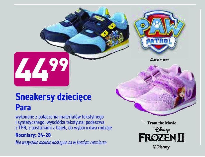 Sneakersy dziecięce paw patrol 24*28 promocja w Woolworth