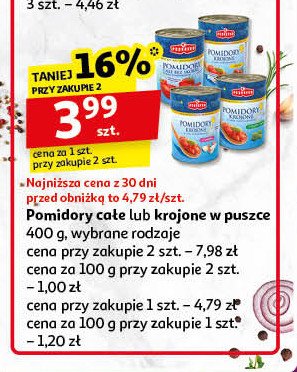 Pomidory krojone z czosnkiem Podravka promocja w Auchan