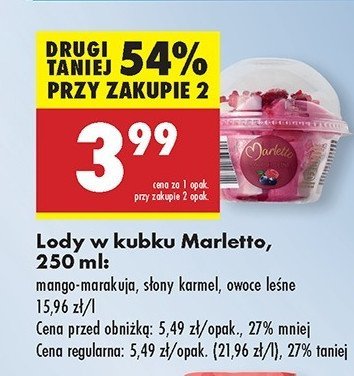 Lody w kubku mango-marakuja Marletto promocja