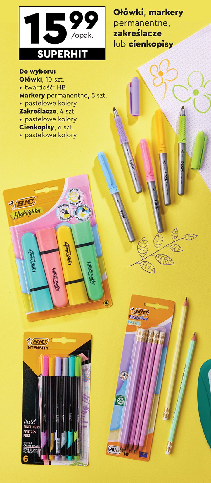 Cienkopisy pastel Bic intensity fine promocja